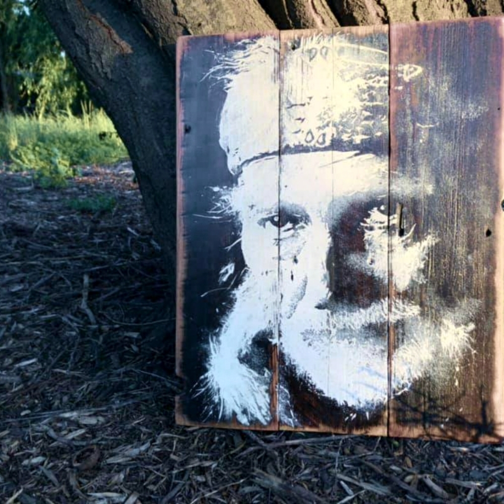 Hand painted reclaimed wood art. 15x21" latex paint on reclaimed redwood - Picture 1 of 1